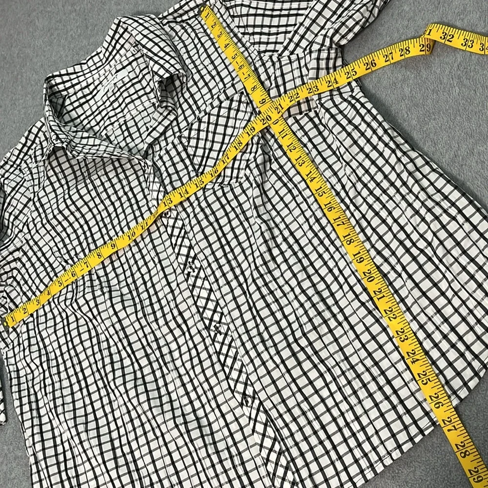 Foxcroft Hampton Button Top Womens Size 20 Black White Plaid Mature Casual - Picture 4 of 10
